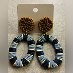 Straw Oval Earrings Blue by Spartina 449